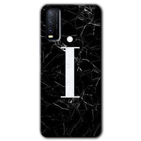 Vivo Y11S Siyah Mermer Desenli İ Harfi Baskılı Uyumlu Silikon Kılıf