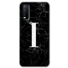 Vivo Y11S Siyah Mermer Desenli İ Harfi Baskılı Uyumlu Silikon Kılıf