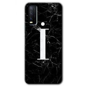 Vivo Y11S Siyah Mermer Desenli İ Harfi Baskılı Uyumlu Silikon Kılıf