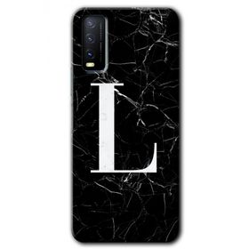 Vivo Y11S Siyah Mermer Desenli L Harfi Baskılı Uyumlu Silikon Kılıf