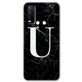 Vivo Y11S Siyah Mermer Desenli Ü Harfi Baskılı Uyumlu Silikon Kılıf