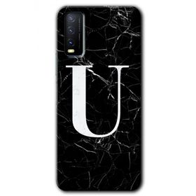Vivo Y11S Siyah Mermer Desenli Ü Harfi Baskılı Uyumlu Silikon Kılıf