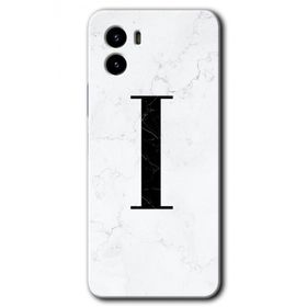 Vivo Y15S Beyaz Mermer Desenli İ Harfi Baskılı Uyumlu Silikon Kılıf