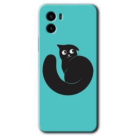 Vivo Y15S Cat Vector Baskılı Uyumlu Silikon Kılıf