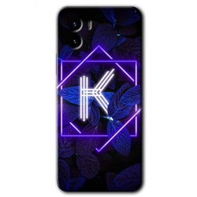Vivo Y15S Dark Neon Yaprak K Harfi Baskılı Uyumlu Silikon Kılıf