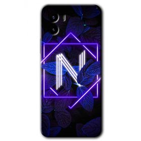 Vivo Y15S Dark Neon Yaprak N Harfi Baskılı Uyumlu Silikon Kılıf
