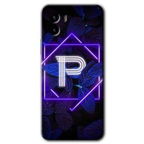 Vivo Y15S Dark Neon Yaprak P Harfi Baskılı Uyumlu Silikon Kılıf