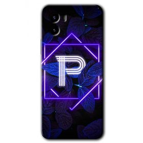 Vivo Y15S Dark Neon Yaprak P Harfi Baskılı Uyumlu Silikon Kılıf