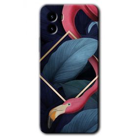 Vivo Y15S Flamingo Yaprak Baskılı Uyumlu Silikon Kılıf