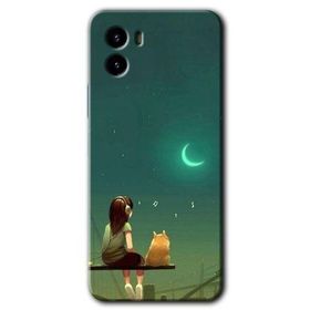 Vivo Y15S Kedili Kız Baskılı Uyumlu Silikon Kılıf