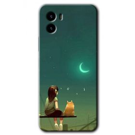 Vivo Y15S Kedili Kız Baskılı Uyumlu Silikon Kılıf
