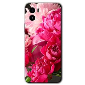 Vivo Y15S Kırmızı Beyaz Gül Baskılı Uyumlu Silikon Kılıf