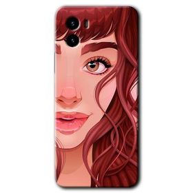 Vivo Y15S Kızıl Kız Baskılı Uyumlu Silikon Kılıf