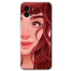 Vivo Y15S Kızıl Kız Baskılı Uyumlu Silikon Kılıf