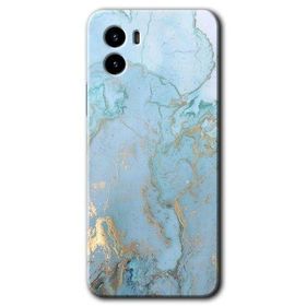Vivo Y15S Mavi Gold Mermer Baskılı Uyumlu Silikon Kılıf