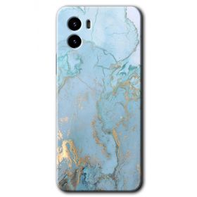 Vivo Y15S Mavi Gold Mermer Baskılı Uyumlu Silikon Kılıf