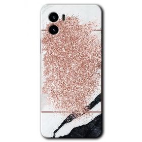 Vivo Y15S Simli Mermer Baskılı Uyumlu Silikon Kılıf