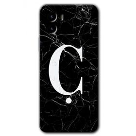 Vivo Y15S Siyah Mermer Desenli Ç Harfi Baskılı Uyumlu Silikon Kılıf