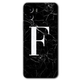 Vivo Y15S Siyah Mermer Desenli F Harfi Baskılı Uyumlu Silikon Kılıf