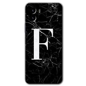Vivo Y15S Siyah Mermer Desenli F Harfi Baskılı Uyumlu Silikon Kılıf