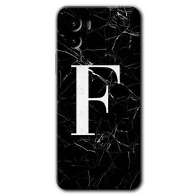 Vivo Y15S Siyah Mermer Desenli F Harfi Baskılı Uyumlu Silikon Kılıf