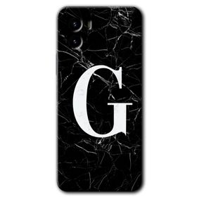 Vivo Y15S Siyah Mermer Desenli G Harfi Baskılı Uyumlu Silikon Kılıf