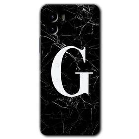 Vivo Y15S Siyah Mermer Desenli G Harfi Baskılı Uyumlu Silikon Kılıf