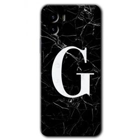 Vivo Y15S Siyah Mermer Desenli G Harfi Baskılı Uyumlu Silikon Kılıf