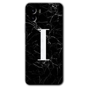 Vivo Y15S Siyah Mermer Desenli İ Harfi Baskılı Uyumlu Silikon Kılıf