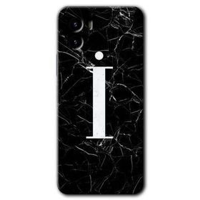 Vivo Y15S Siyah Mermer Desenli İ Harfi Baskılı Uyumlu Silikon Kılıf