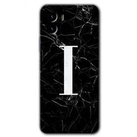 Vivo Y15S Siyah Mermer Desenli İ Harfi Baskılı Uyumlu Silikon Kılıf