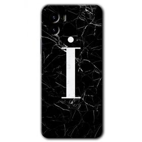 Vivo Y15S Siyah Mermer Desenli İ Harfi Baskılı Uyumlu Silikon Kılıf