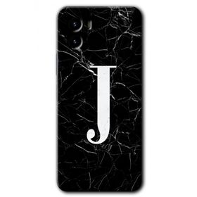 Vivo Y15S Siyah Mermer Desenli J Harfi Baskılı Uyumlu Silikon Kılıf