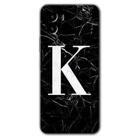 Vivo Y15S Siyah Mermer Desenli K Harfi Baskılı Uyumlu Silikon Kılıf