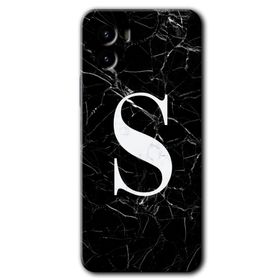 Vivo Y15S Siyah Mermer Desenli S Harfi Baskılı Uyumlu Silikon Kılıf