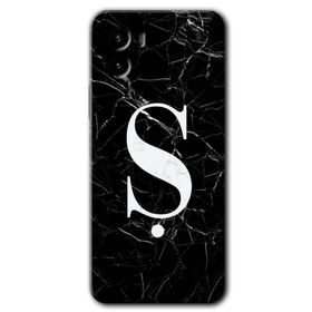 Vivo Y15S Siyah Mermer Desenli S Harfi Baskılı Uyumlu Silikon Kılıf