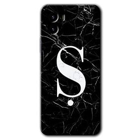 Vivo Y15S Siyah Mermer Desenli S Harfi Baskılı Uyumlu Silikon Kılıf