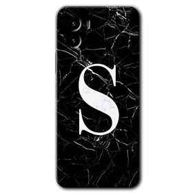 Vivo Y15S Siyah Mermer Desenli S Harfi Baskılı Uyumlu Silikon Kılıf
