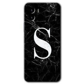 Vivo Y15S Siyah Mermer Desenli S Harfi Baskılı Uyumlu Silikon Kılıf