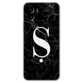 Vivo Y15S Siyah Mermer Desenli S Harfi Baskılı Uyumlu Silikon Kılıf