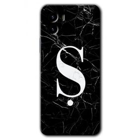 Vivo Y15S Siyah Mermer Desenli S Harfi Baskılı Uyumlu Silikon Kılıf
