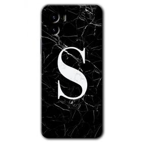 Vivo Y15S Siyah Mermer Desenli S Harfi Baskılı Uyumlu Silikon Kılıf
