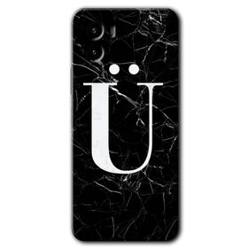 Vivo Y15S Siyah Mermer Desenli Ü Harfi Baskılı Uyumlu Silikon Kılıf
