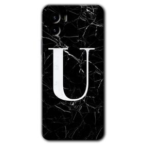 Vivo Y15S Siyah Mermer Desenli Ü Harfi Baskılı Uyumlu Silikon Kılıf