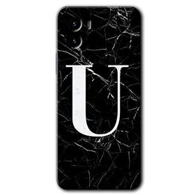 Vivo Y15S Siyah Mermer Desenli Ü Harfi Baskılı Uyumlu Silikon Kılıf