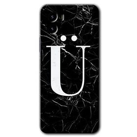 Vivo Y15S Siyah Mermer Desenli Ü Harfi Baskılı Uyumlu Silikon Kılıf