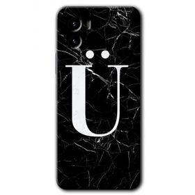 Vivo Y15S Siyah Mermer Desenli Ü Harfi Baskılı Uyumlu Silikon Kılıf