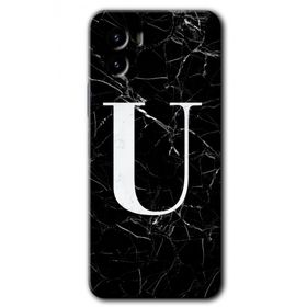 Vivo Y15S Siyah Mermer Desenli Ü Harfi Baskılı Uyumlu Silikon Kılıf
