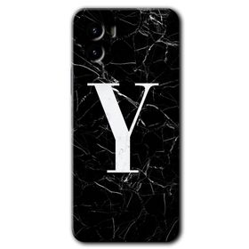 Vivo Y15S Siyah Mermer Desenli Y Harfi Baskılı Uyumlu Silikon Kılıf