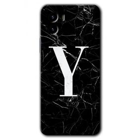 Vivo Y15S Siyah Mermer Desenli Y Harfi Baskılı Uyumlu Silikon Kılıf